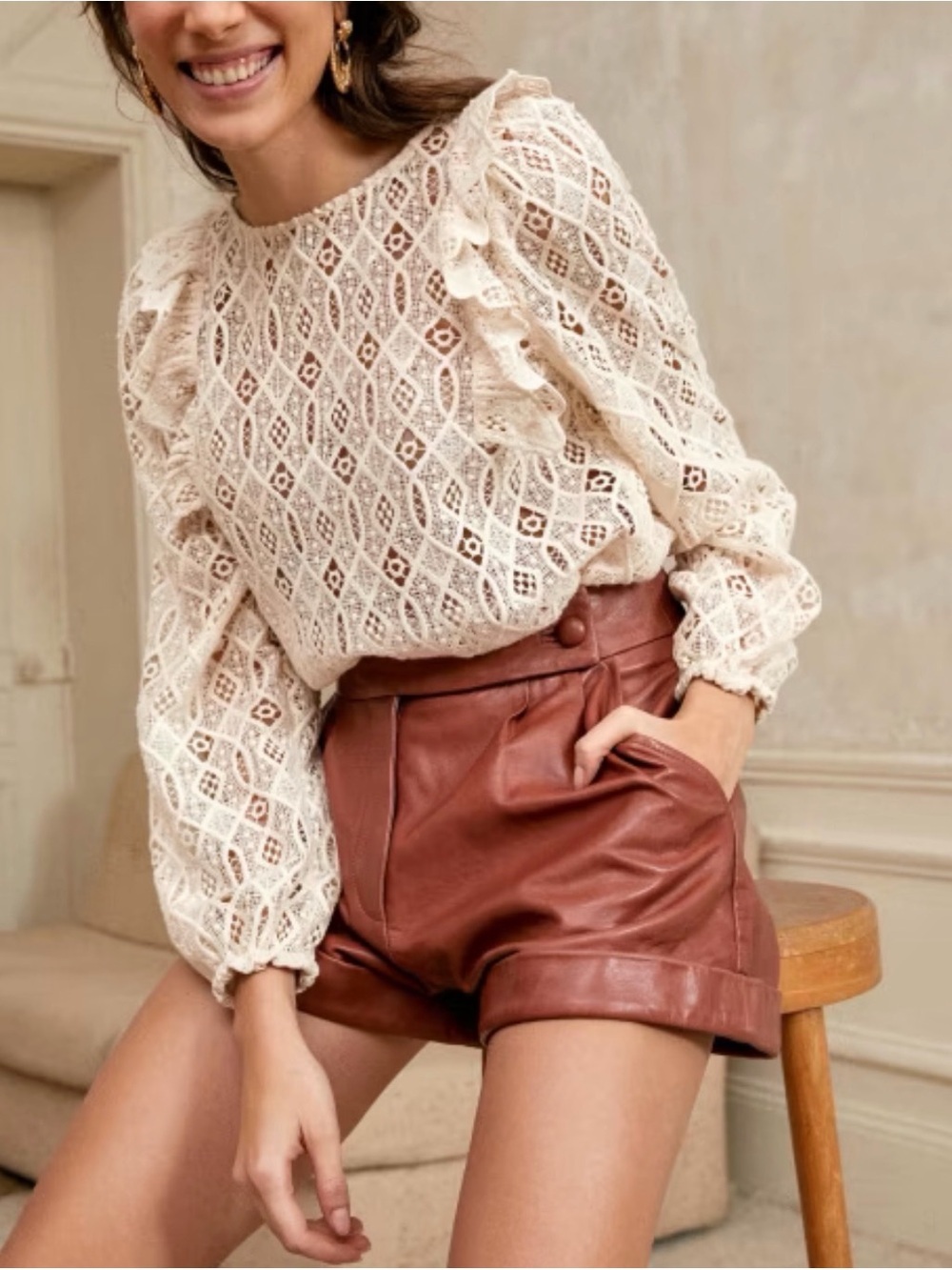Sezane Selina Blouse in Cream